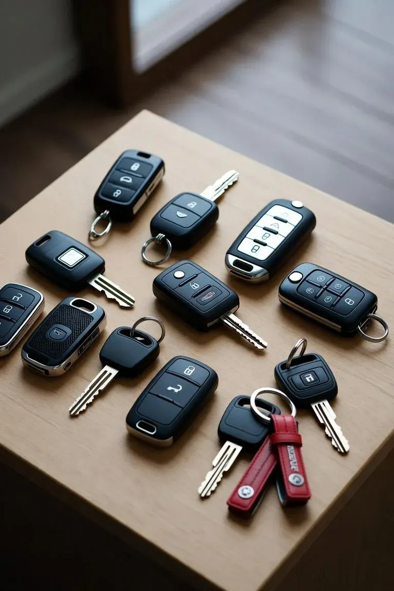 Assortment of car key fobs, transponder keys, and remote head keys ready for on-site programming by a northern Utah automotive locksmith
